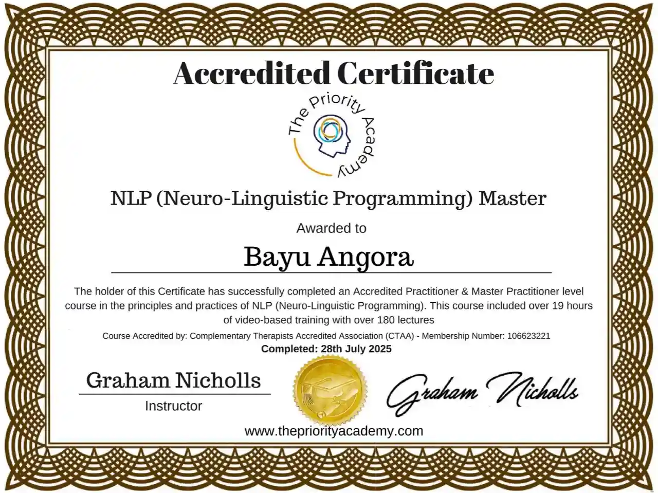 The Priority Academy | NLP Master | Bayu Angora